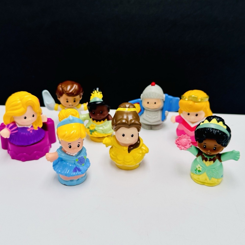 Fisher Price Little People Lot of 8 Disney Princess Prince Knight & Throne Chair